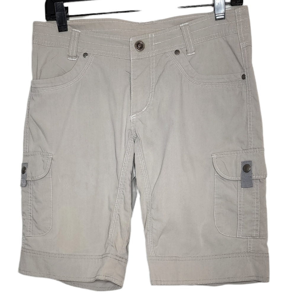 Kuhl Splash Khaki Beige Cargo Hiking Shorts 6 Pockets Women's Size 4